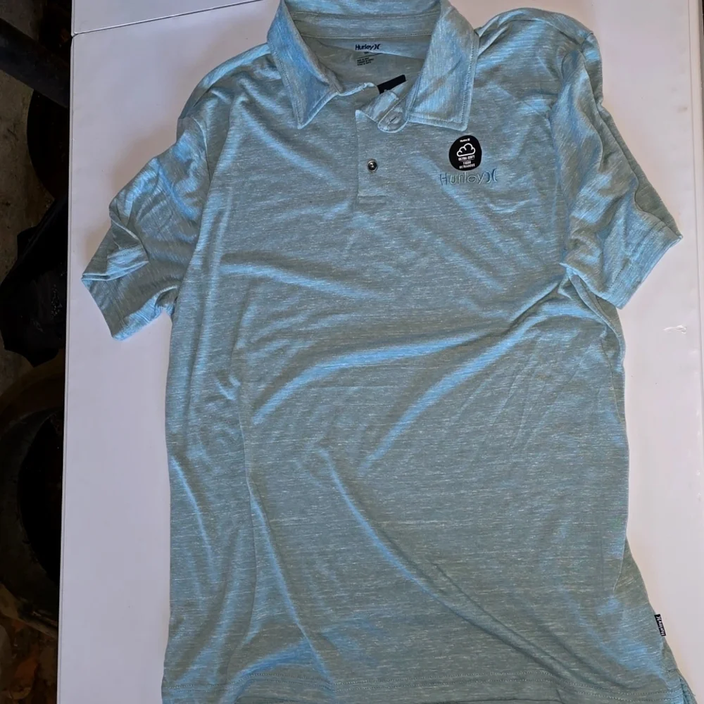 Hurley Mens Collared Green Heather Polo Tee Large